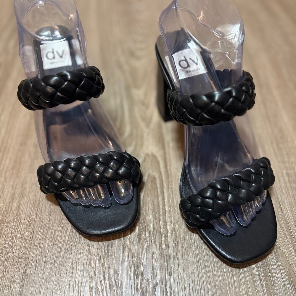 Dolce Vita DV Black Braided Strap Block Heel Mules Size 7.5​